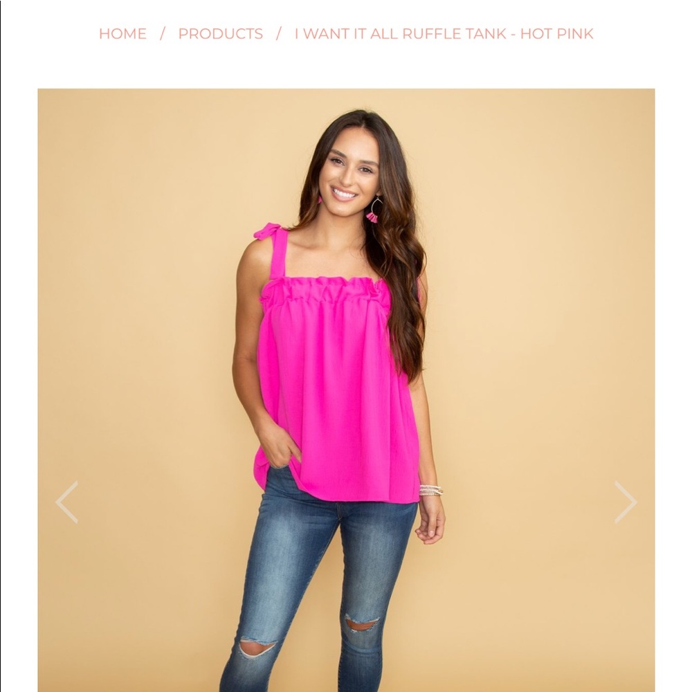 “I want it all” pink ruffle tank